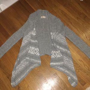 Grey and white Hollister long sleeve cardigan